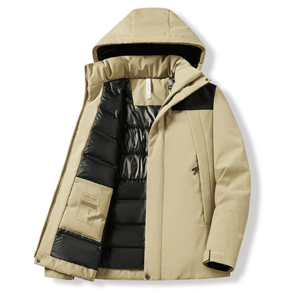 Men's waterproof puffer jacket, front view
