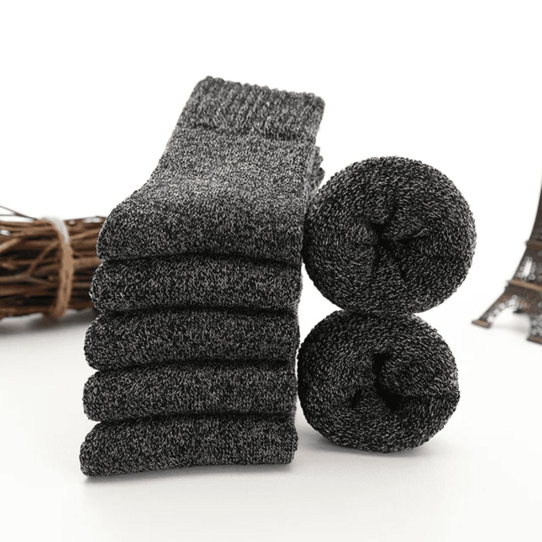 Close-up of the merino wool knit of the socks