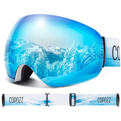 Ski goggles side view with the adjustable strap