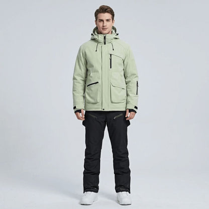Men's ski set, jacket and salopettes, front view