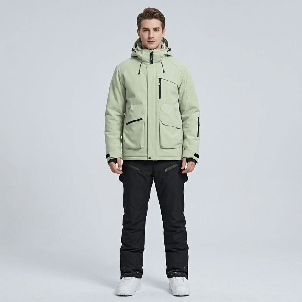 Men's ski set, jacket and salopettes, front view