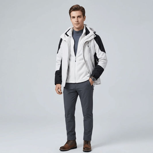 Men's 3 in 1 waterproof jacket, front view