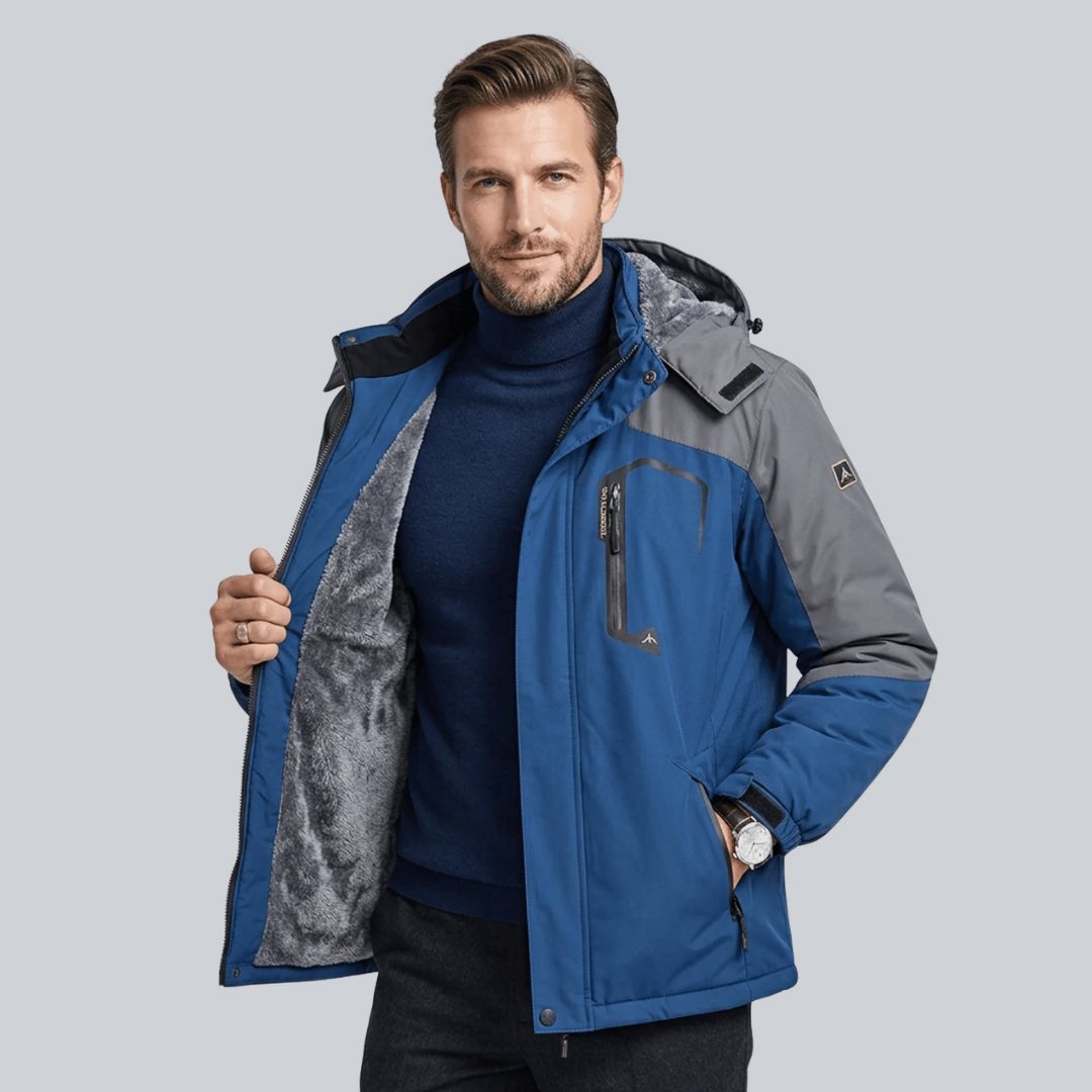 Thermal lining inside the men's winter jacket