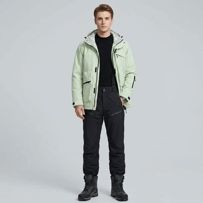 Men's ski jacket worn with the matching salopettes