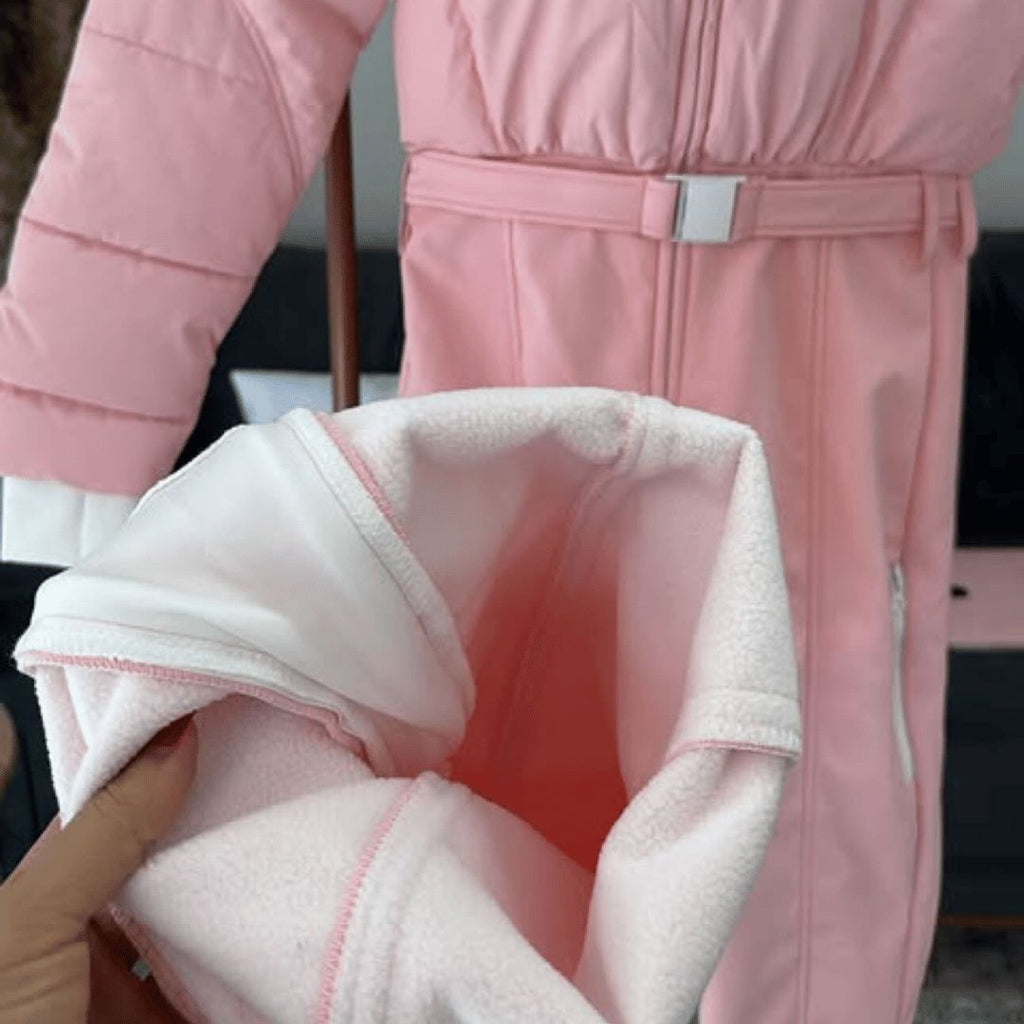Women's Chamonix ski suit in powder pink
