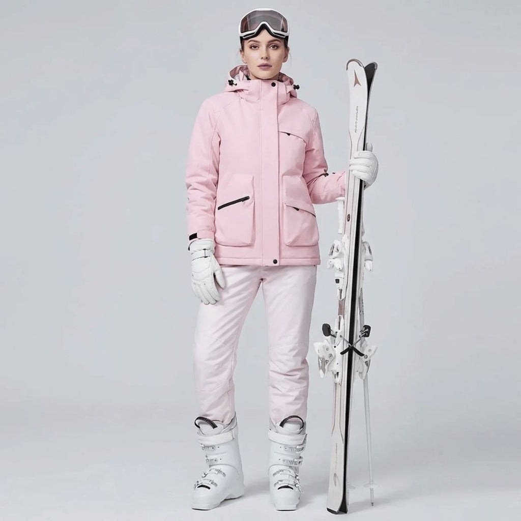 Women's ski set, jacket and salopettes, front view