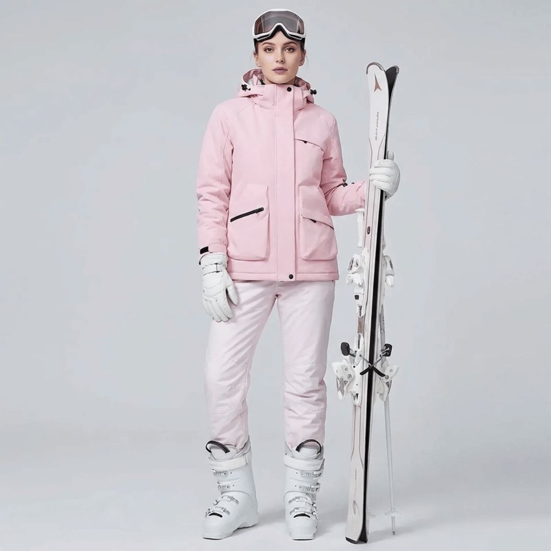 Women's ski set, jacket and salopettes, front view