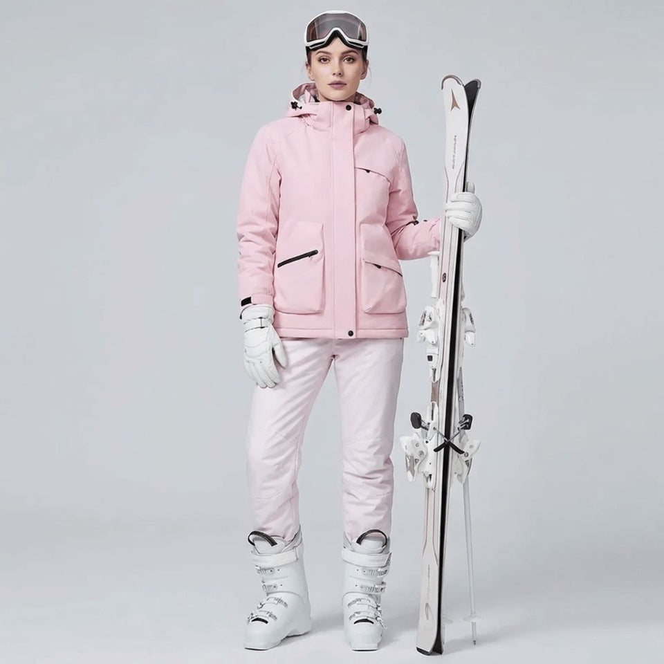 Women's ski set, jacket and salopettes, front view