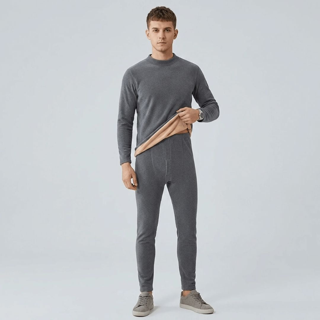 Close-up of the high neck on the men's thermal top
