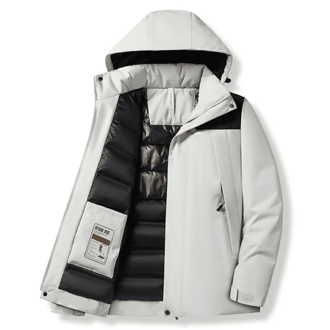 Men's puffer jacket, back view