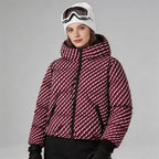 Women's waterproof Courchevel ski jacket in burgundy, front view