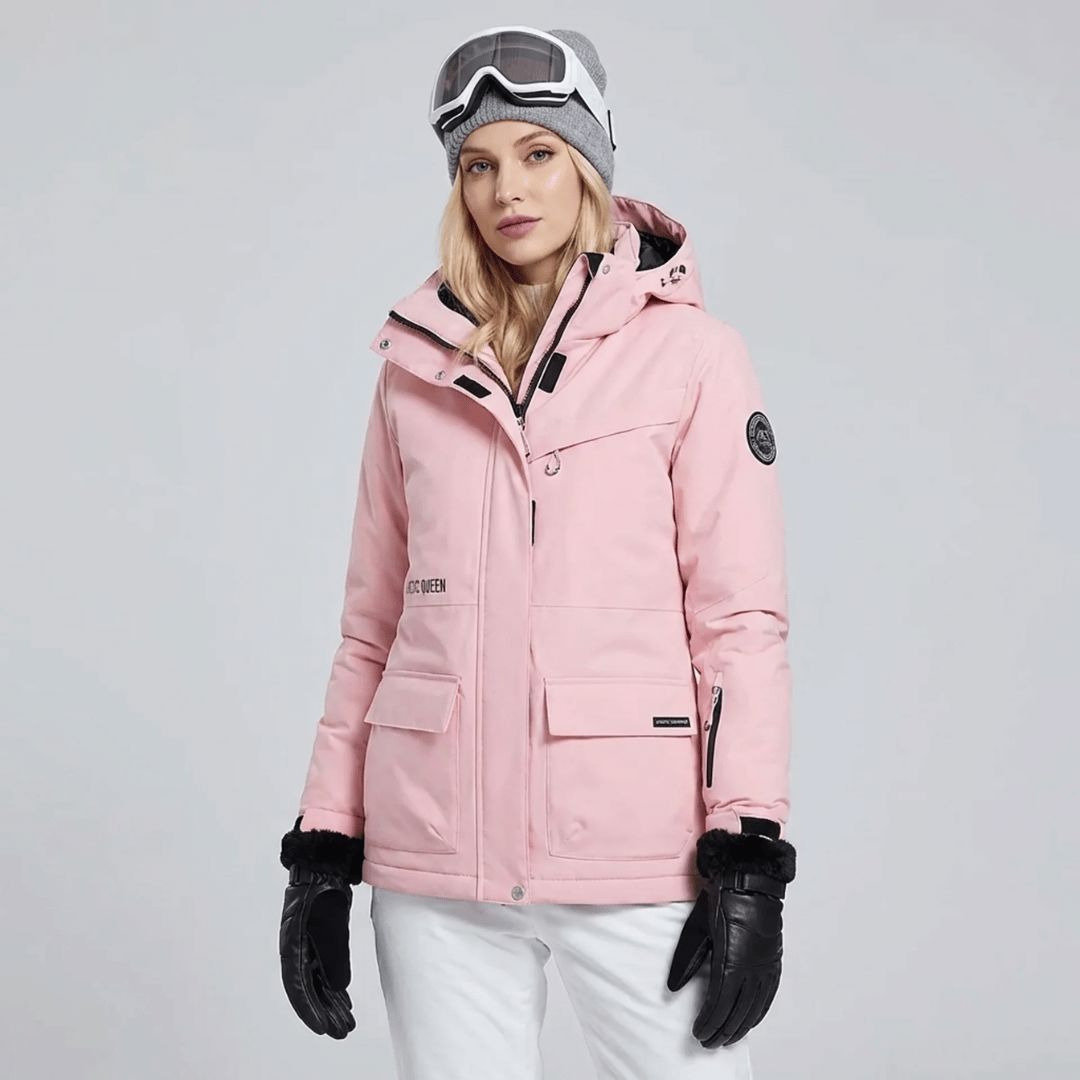 Women's fleece lined winter coat, front view