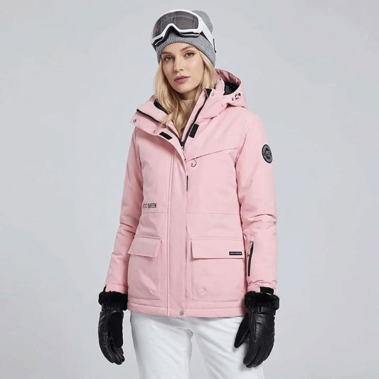Women's fleece lined winter coat, front view