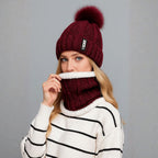 Beanie and snood set, front view