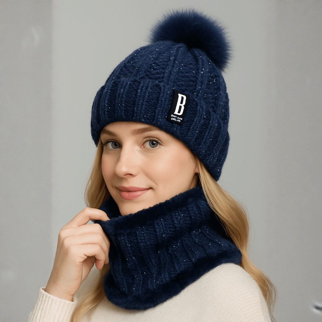 Knitted beanie hat worn in winter