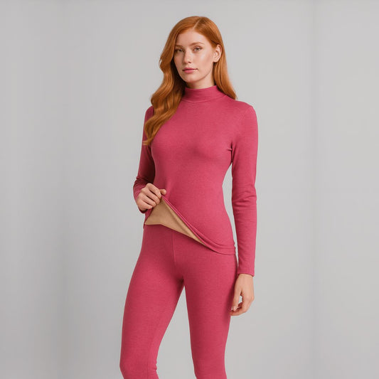 Women's base layer thermal set, top and leggings, front view