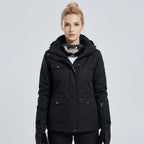 Women's fleece lined winter coat, back view