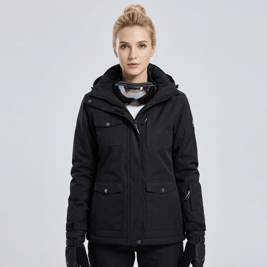 Women's fleece lined winter coat, back view