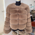 Women's faux fur coat with a fox fur look