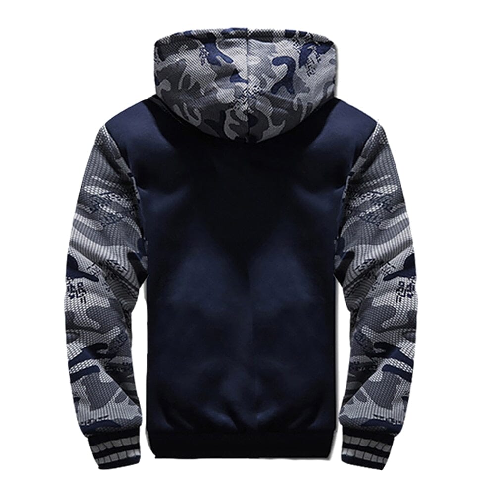 Fleece lining inside the men's hooded jacket