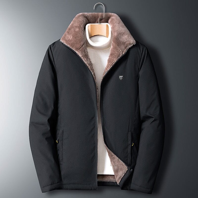 Men's fleece lined windbreaker jacket, front view