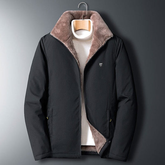 Men's fleece lined windbreaker jacket, front view