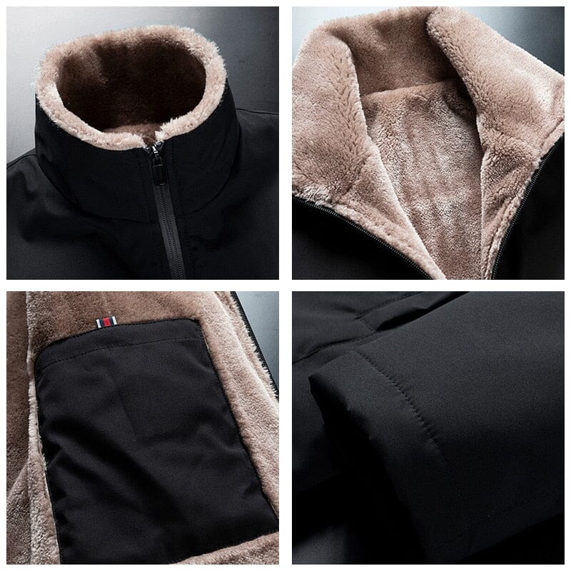 Fleece lining inside the men's windbreaker jacket