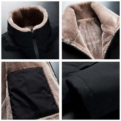Fleece lining inside the men's windbreaker jacket
