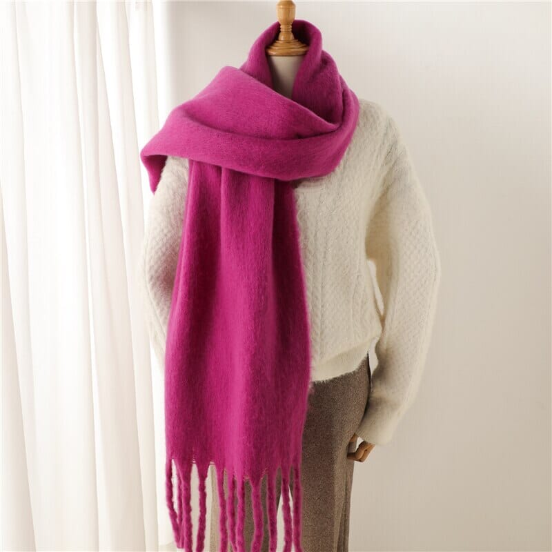 Close-up of the plush fabric of the fleece scarf