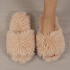 Women's fleece slippers in khaki