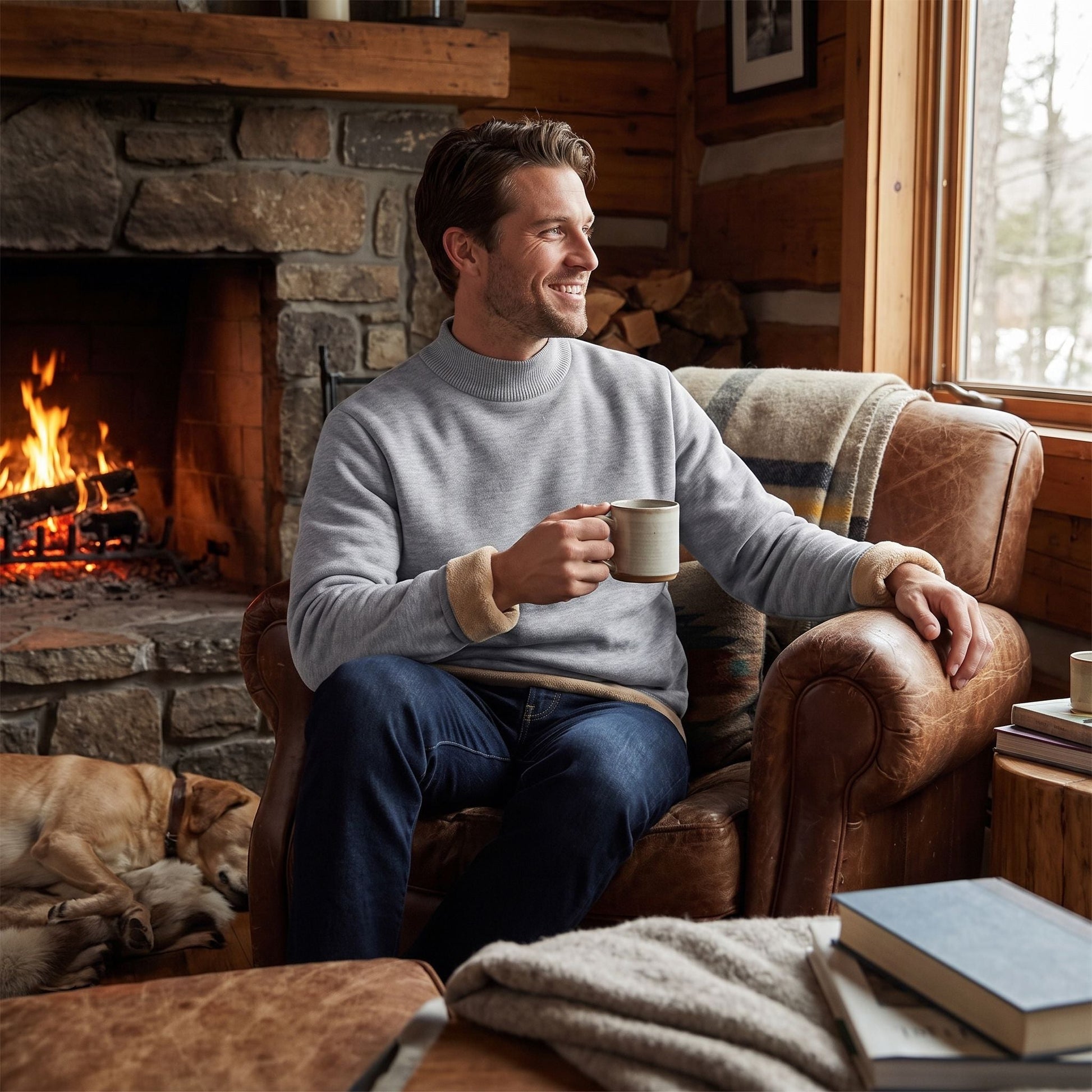 Men's crew neck fleece jumper