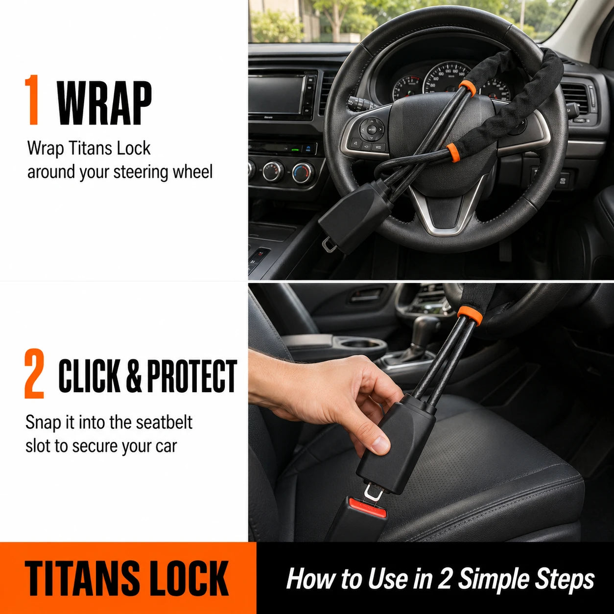 Titans Lock Driveway Defender Anti-Theft Steering Wheel Lock