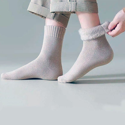 Thermal fleece socks laid flat