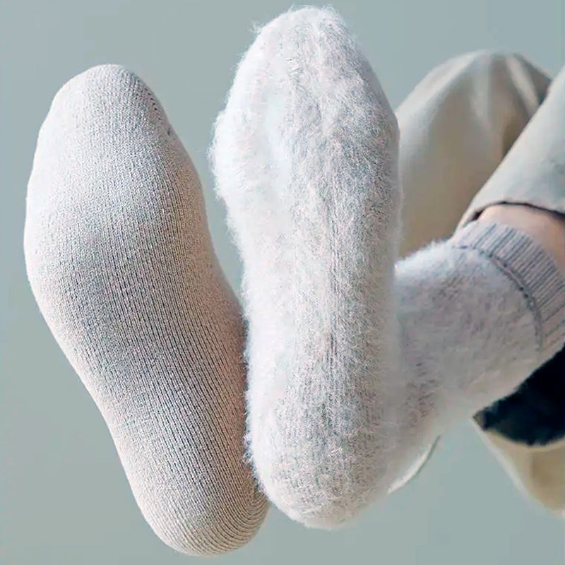 Close-up of the plush inner of the fleece socks