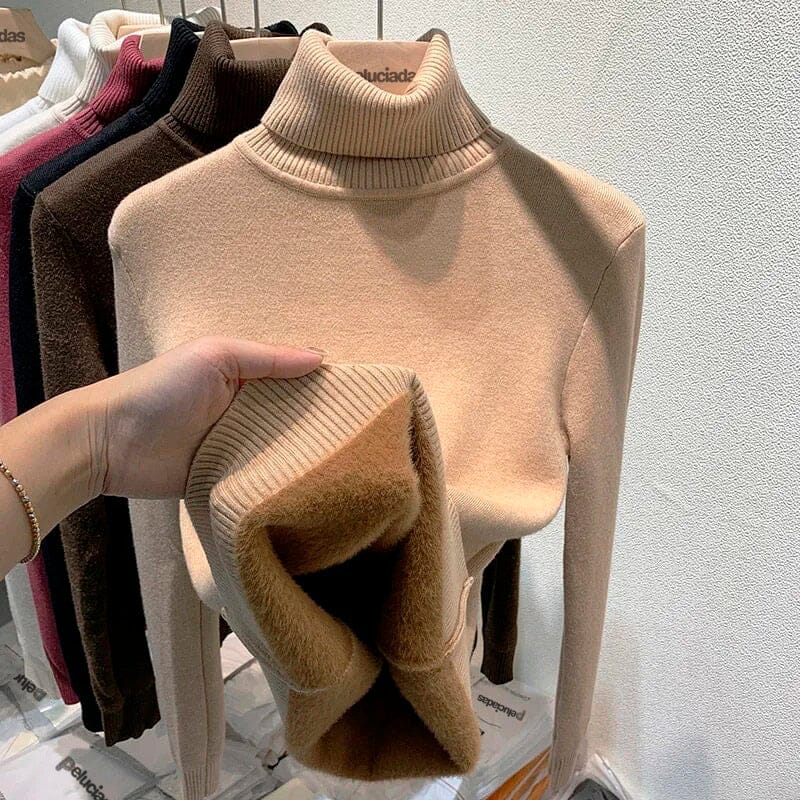 Women's roll neck fleece jumper, front view