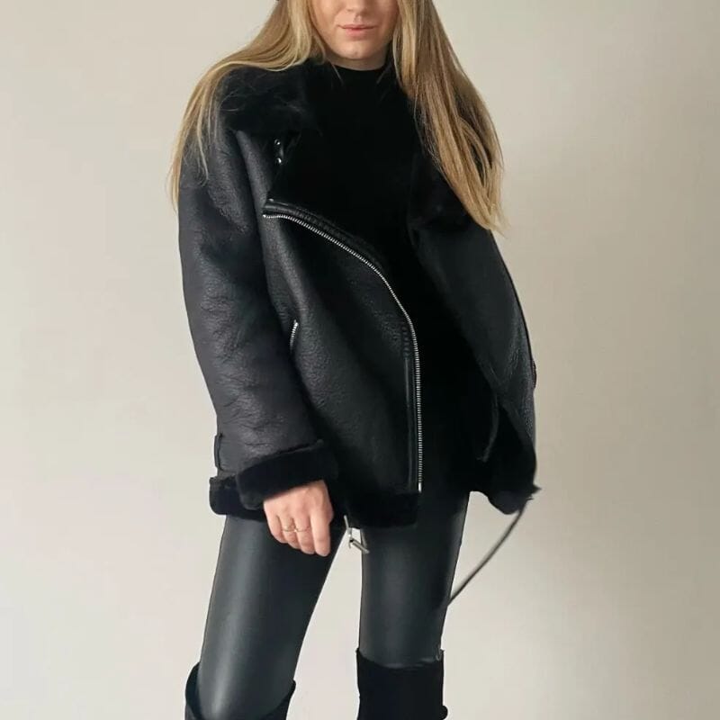 Women's faux leather jacket in brown